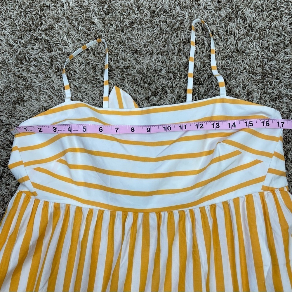 🏷️NWT J. Crew Factory Strappy Tie-Back Mini Dress Size 14 Marigold Stripe Sunny - Picture 14 of 16